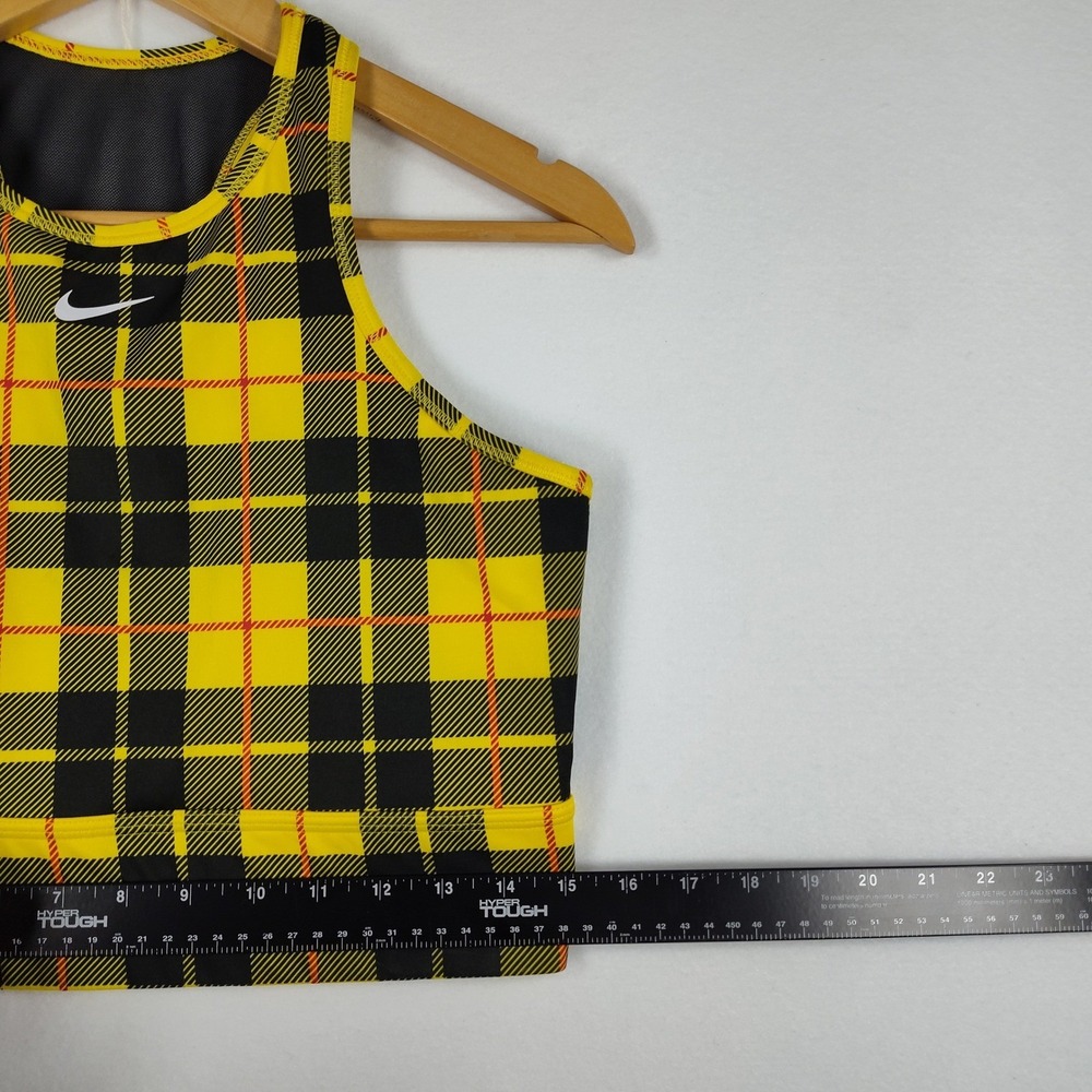 Nike Dri-FIT Women Yellow Black Plaid Mesh Racerback Sports Bra BV3911-703 XL - Picture 12 of 12